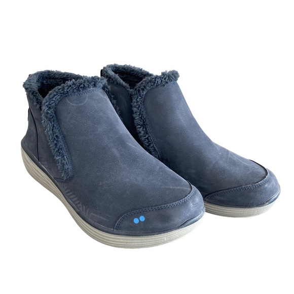 RYKA Faux Fur Slip On Wedge Ankle Boots Namaste Blue Size 10M - Picture 1 of 13